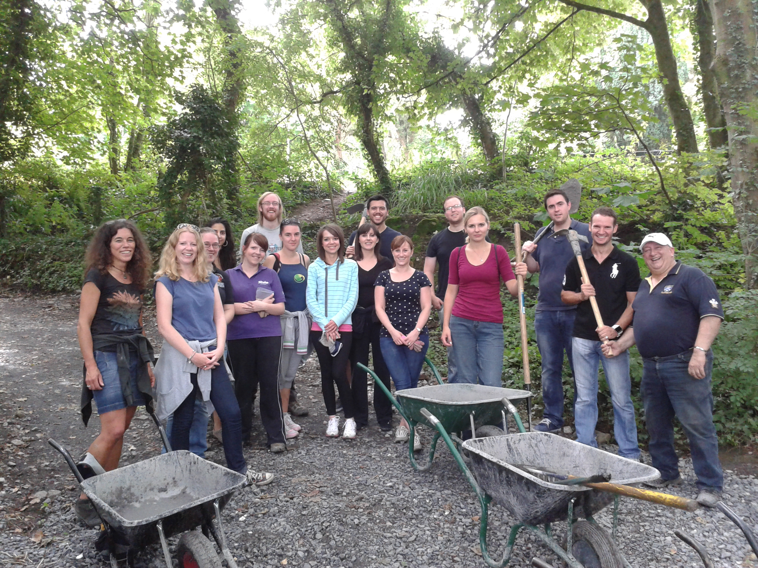 Wolfestone Staff build a new walking path in the local woodlands teambuilding, Wolfestone Translation, Penllergare Valley Woods