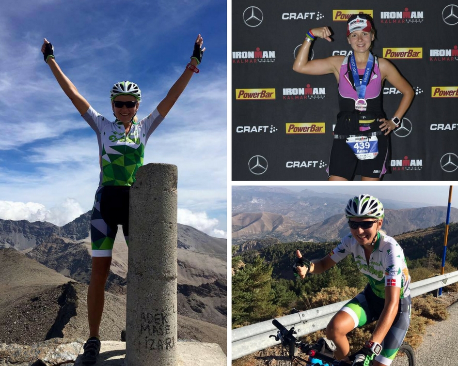 Collage of pictures of Anna competing.