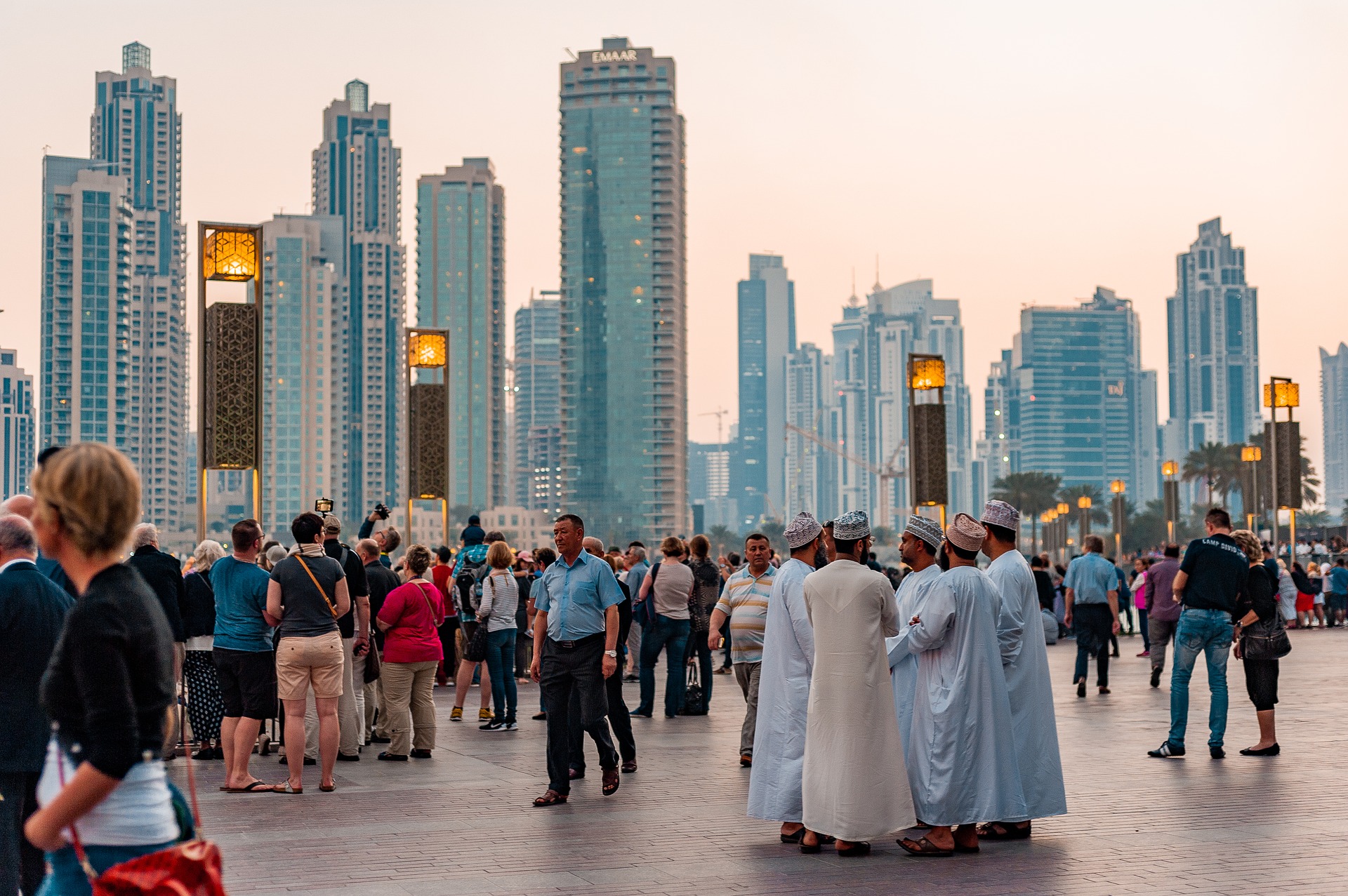 Arabic-speaking men gathering in Dubai