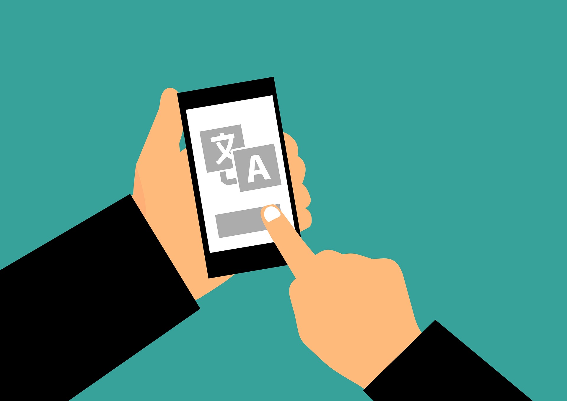 A graphic image of a handheld translator