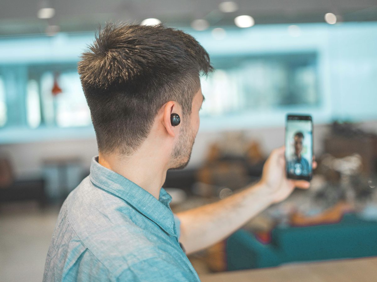 Person having a video call on their mobile device