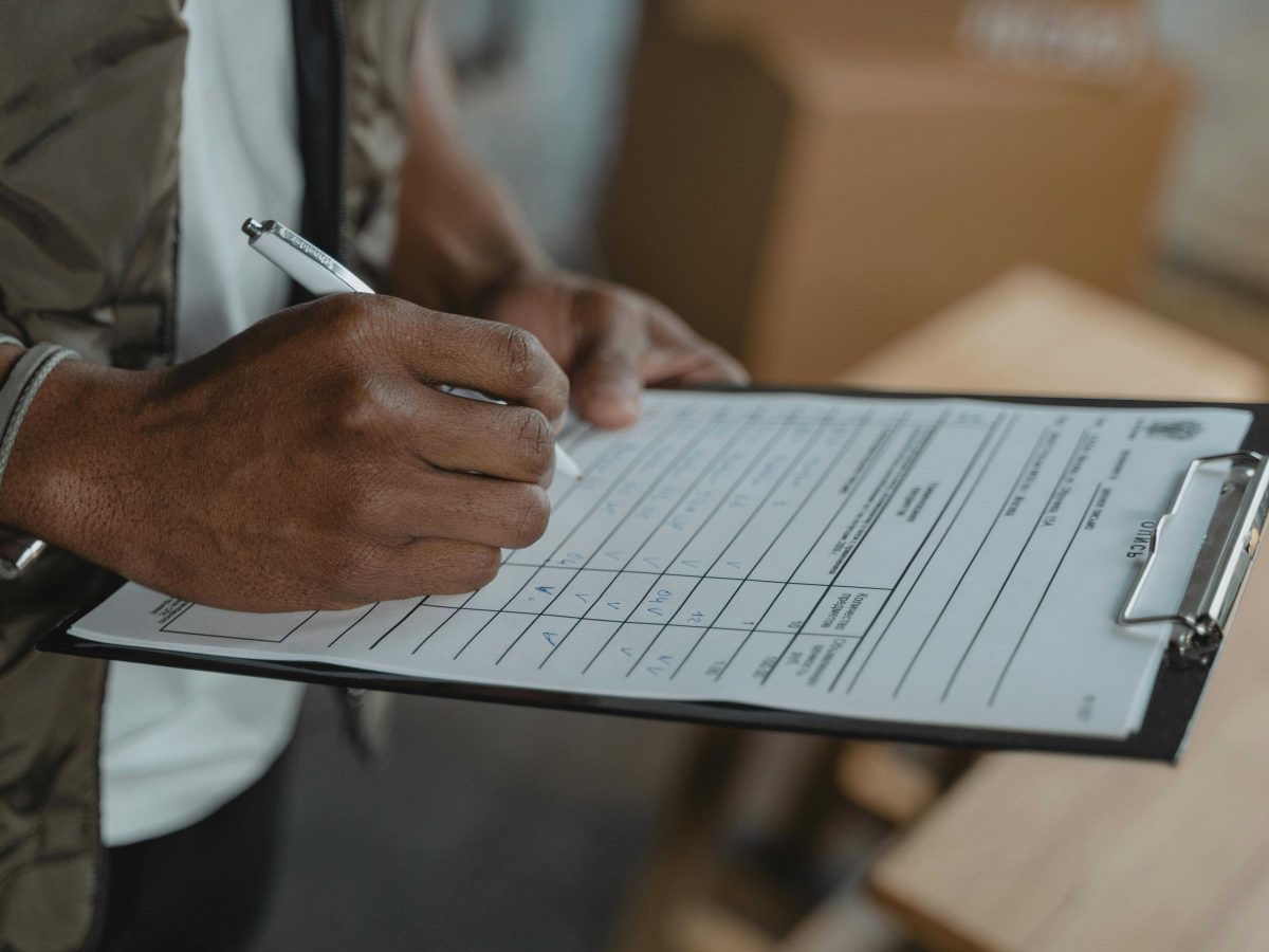 Person filling out a survey